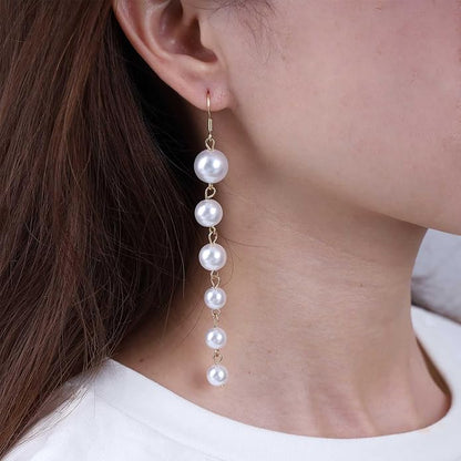 Boho Long Pearl Drop Earrings Vintage