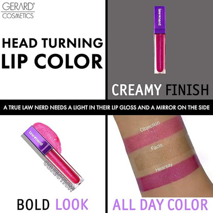 Gerard Cosmetics Emily D Baker X Lighted Lip Gloss - Objection | Sheer Pink Lip Gloss w/Iridescent Pearl Finish | Moisturizing Lip Gloss with Light & Mirror | Cruelty Free | Made in the USA