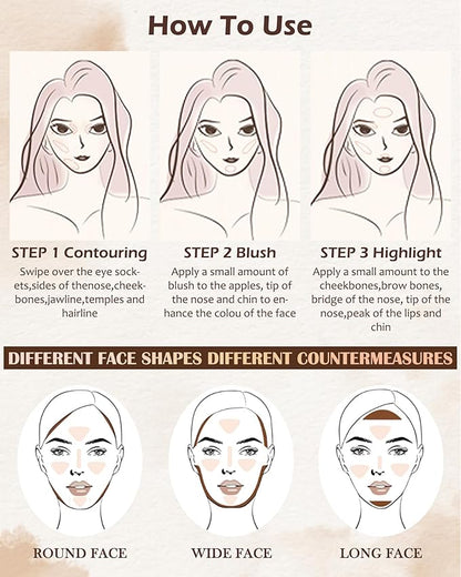 Face Bronzer Contour Blush Powder Palette-2 in 1 for Women-02