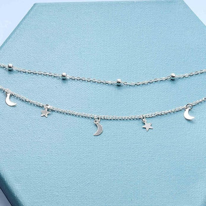 Boho Star Moon Necklace Choker Gold Layered Star