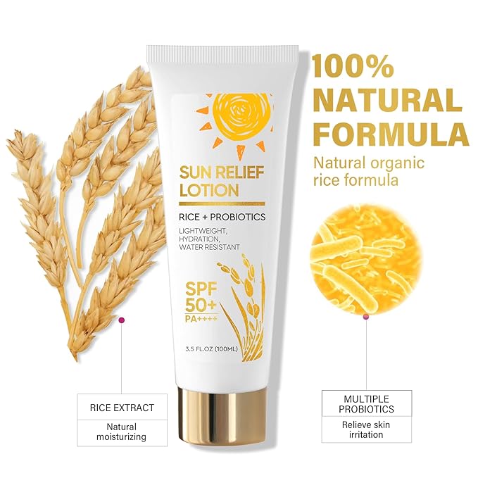 Rice Sunscreen, Face Sunscreen SPF 50, Sunscreen for Face & Body, Long-Lasting Daily & Travel Sun Block, All Skin Types