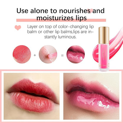 Hydrating Lip Oil Long Lasting Plumping Lip Gloss Lip Glow Oil Transparent Toot Lip Balm Moisturizing Lip Oil for Lip Care and Dry Lips 3pcs