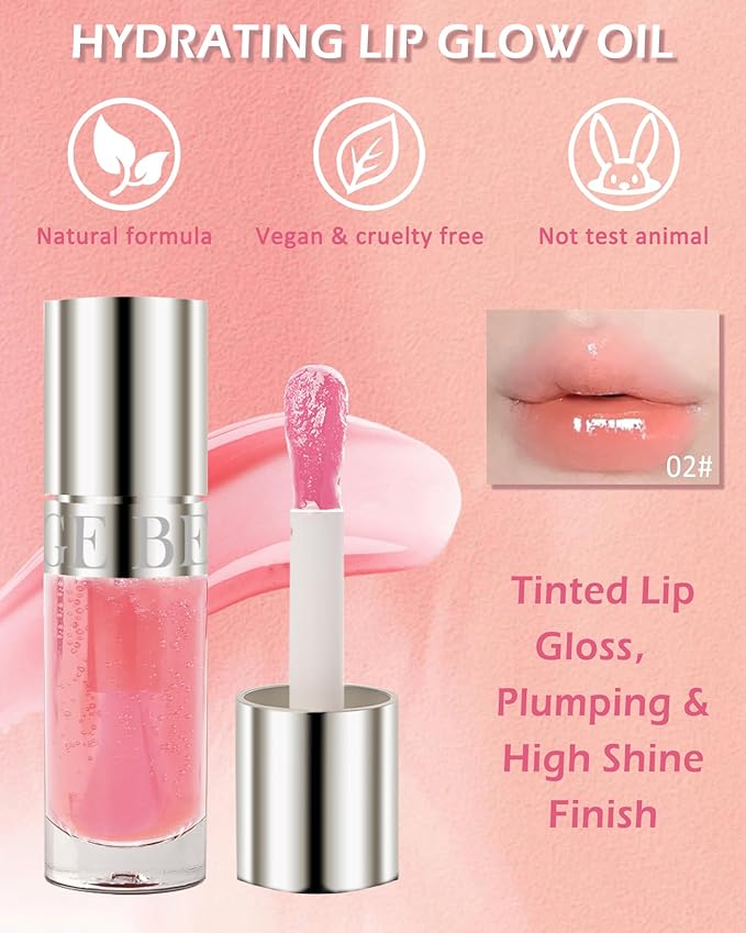 Lip Glow Oil-2Pcs Moisturizing Tinted Lip Gloss,Hydrating Comfort Glow