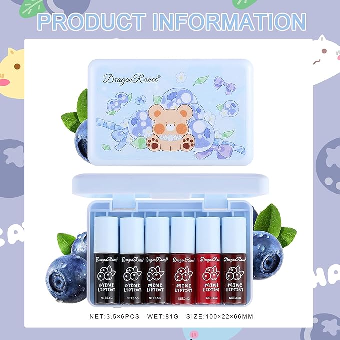 6 Colors Lip Tint Stain Set,Korean Lip Gloss Watery Lip Stain,Plumping Lip Gloss Mini Liquid Multi-use Lip & Cheek Tint Moisturizing,Long-lasting Waterproof Non-Sticky Cup Lip Makeup