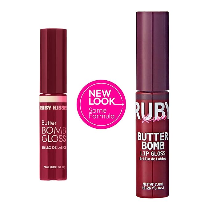Ruby Kisses Lip Gloss Butter Bomb Gloss Non-Sticky Lip Gloss Vitamin E Natural Nude Lip Makeup - 7.8mL (0.26 US fl.oz) ($avage)