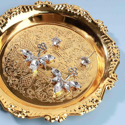 Boho Crystal Lotus Jackets Earrings Gold