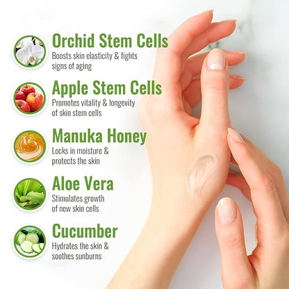 Aloe Vera Gel for Skin with Manuka Honey - Pure Aloe Vera Gel for Sunburn Relief - Organic Aloe Vera Gel for Face, Acne, and Scars - Aloe Gel for Hair and Dry Scalp - 100 Percent Pure Aloe Vera Gel