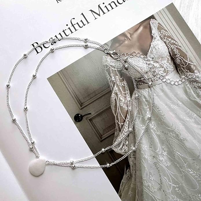 Layered Teardrop Pendant Necklace Teardrop Natural Stone Necklace