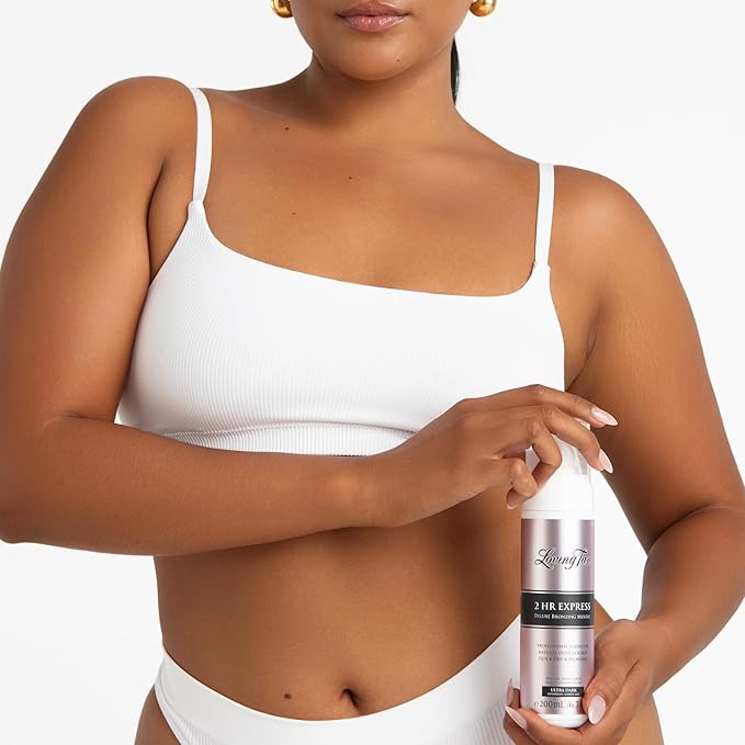 Loving Tan 2 HR Express Mousse, Ultra Dark- Streak Free, Natural looking, Professional Strength Sunless Tanner - Up to 5 Self Tan Applications per Bottle, Cruelty Free, Naturally Derived DHA-6.7 FL Oz