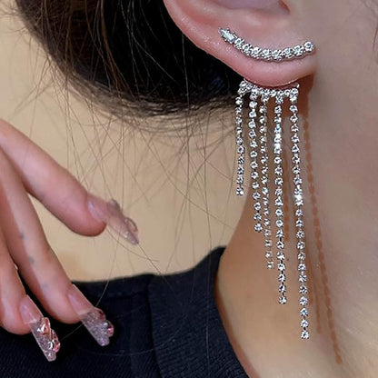 Vintage Rhinestone Chandelier Drop Earrings Crystal