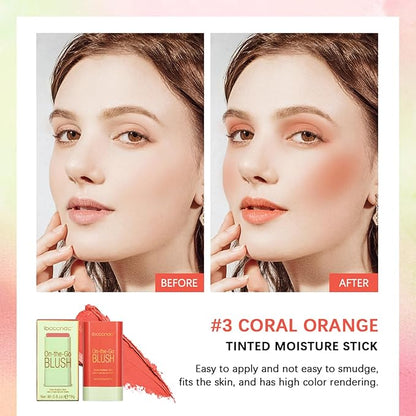 MEICOLY Multi Use Makeup Blush Stick,On-the-Go 2-in-1 Lip