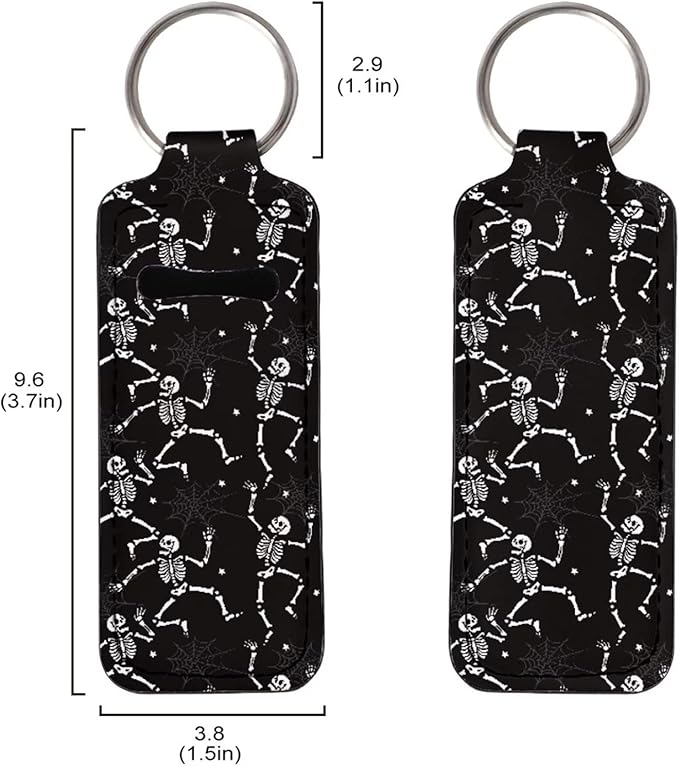 Chapstick Holder Keychain Black Skeleton Funny Hanging