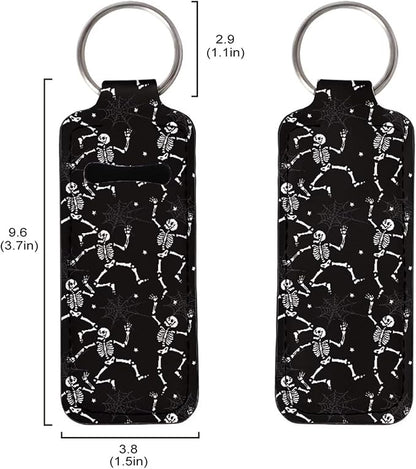 Chapstick Holder Keychain Black Skeleton Funny Hanging