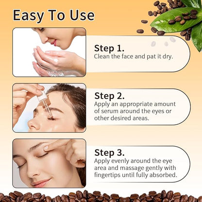 Caffeine Solution 5% + EGCG, Caffeine Eye Serum For Moisturizing, Targets Dark Circles & Puffiness, 2 PCS Natural Under Eye Serum For Facial Wrinkles & Fine Lines.