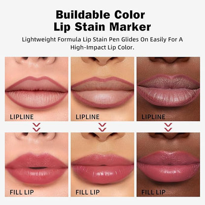 KIMUSE Lip Stain Tip Marker Set, Long Lasting Long