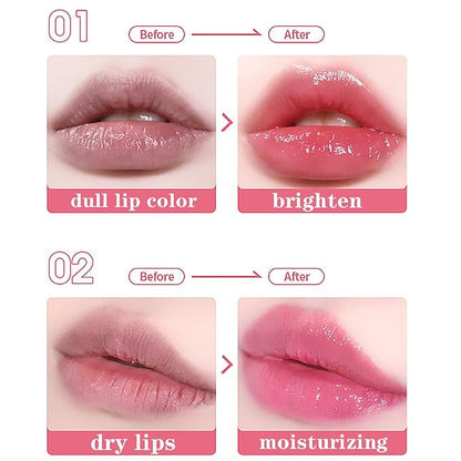 Pack of 3 Flower Jelly Lipstick Set Temperature Change Moisturizer Long Lasting Nutritious Balm Magic Color Change Lip Gloss