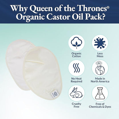 QUEEN OF THE THRONES Castor Oil Pack for Breast (Small) - Heatless, Less-Mess, Reusable - Organic Cotton Flannel, Comfort Fit, Soft Straps & Naturopathic Doctor Designed (Castor Oil Sold Separately)