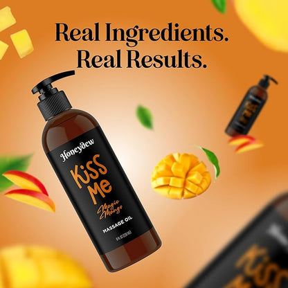 Mango Sensual Massage Oil for Couples - Alluring Tropical Full Body Massage Oil for Date Night and Nourishing Body Moisturizer with Sweet Almond - Vegan Non Staining Non Greasy Smooth Gliding Formula