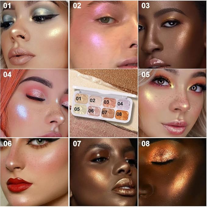 evpct 8 Colors Highlighter Makeup Palette for Face