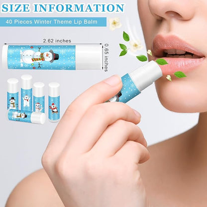 40 Pcs Winter Theme Flavored Lip Moisturizing