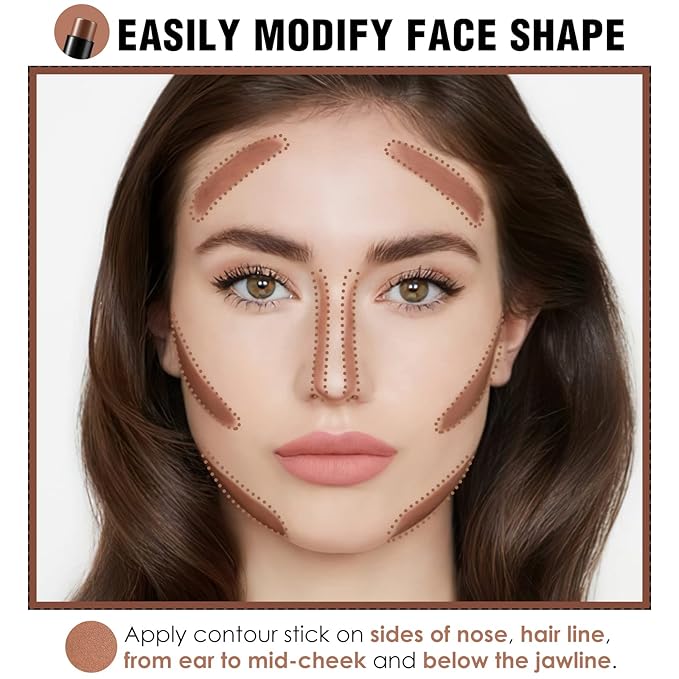 FOCALLURE Cream Contour Stick, Matte Bronzer Stick, Professional