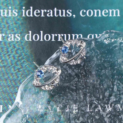 Boho Crystal Saturn Earrings Cz Orb Planet Earrings