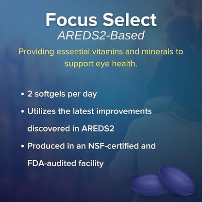 Focus Select AREDS2 Based Eye Vitamin-Mineral Supplement - AREDS2 Based Supplement for Eyes (360 ct. 180 Day Supply) - AREDS2 Based Low Zinc Formula - Eye Vision Supplement and Vitamin