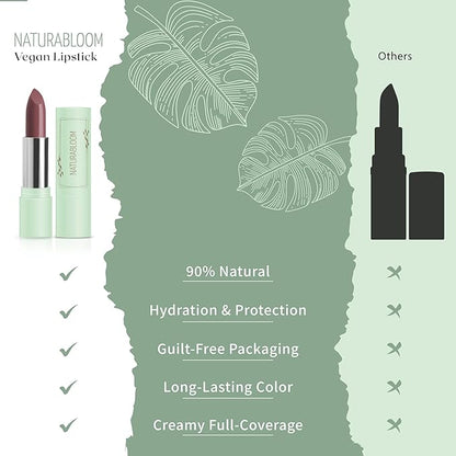 Vegan Lipstick (Dusty Rose) - Sensational One-Stroke Long Lasting Lipstick from Natural Oils & Butters Full-Coverage Lip Color w/Shea Butter & Coconut Extact - Premium Hydrating Lipsticks