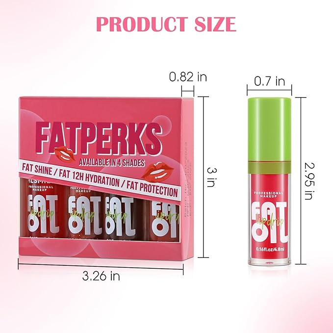 Boobeen 4PCS Lip Gloss Set, Moisturizing Hydrating Lip Oil Tinted Set, Lightweight Non-Sticky Lip Gloss Creates Glossy Lips, High Shine Lip Plumping Lipstick for Women and Girls