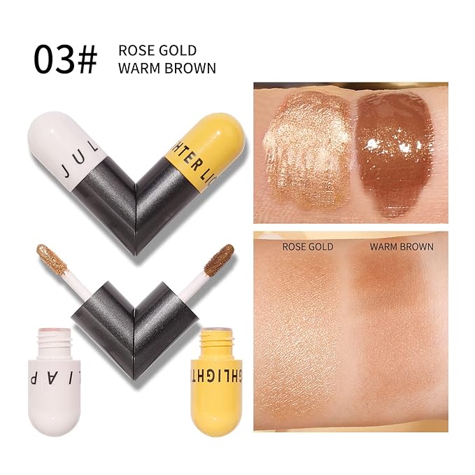 AKARY Liquid Highlighter Makeup for Face Body, Contour Warm Brown)