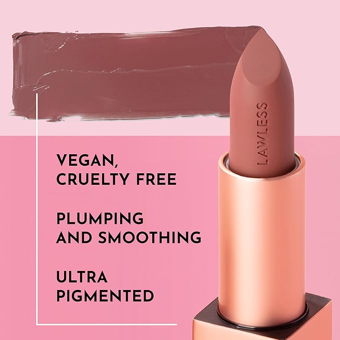 LAWLESS Forget the Filler Lip-Plumping Line-Smoothing Satin Cream Lipstick - Morrocco - Natural Ingredients Smooth and Hydrate Lips for a Plumper, Fuller Look - 3.7g