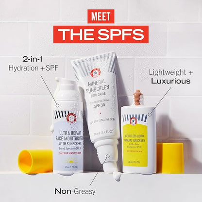 First Aid Beauty Weightless Liquid Mineral Sunscreen with Zinc Oxide SPF 30 – Luxuriously Light for Everyday Use – 1.5 oz