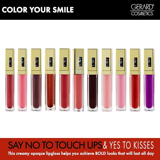 Gerard Cosmetics Color Your Smile Lip Gloss - Passion | Moisturizing Lip Gloss with Mirror and LED Light | Super Pigmented | Shiny Finish | Nude Lip Color | Cruelty Free and Made in USA
