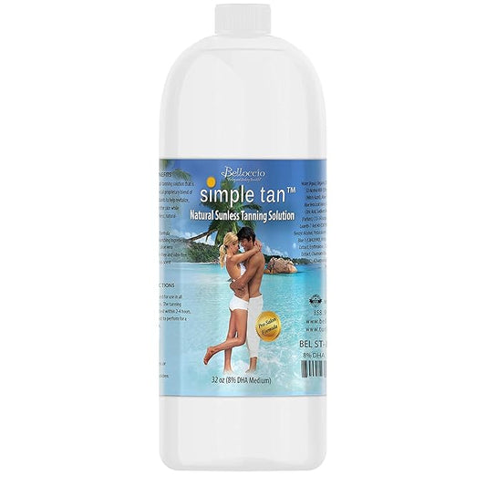 Belloccio Simple Tan Quart Bottle of Professional Salon Sunless Tanning Solution with 8% DHA and Dark Bronzer Color Guide