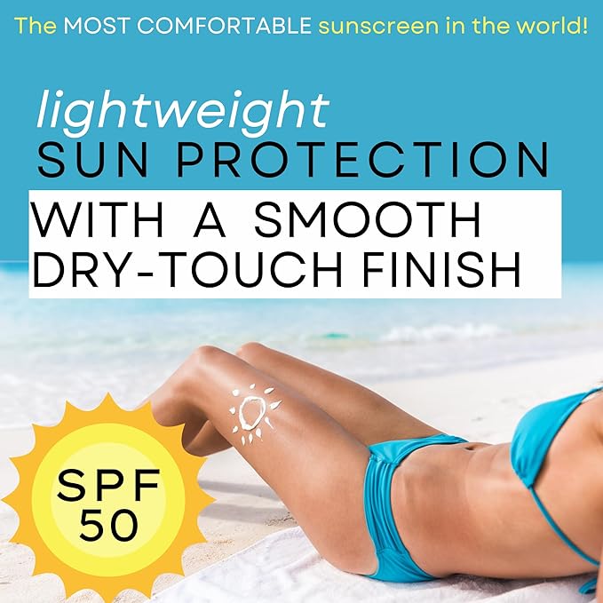 Surface Dry Touch Body Sunscreen Stick - Reef Safe, Ultra-Light & Clean Feeling, Broad Spectrum UVA/UVB Protection, Paraben Free, Hypoallergenic, Water Resistant, Fragrance Free - SPF 50, 1.5oz