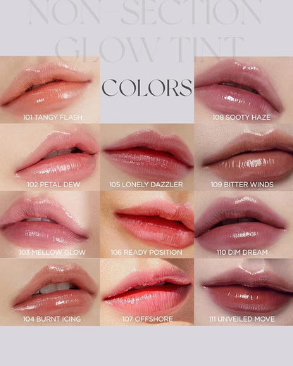 Non-Section Glowy Tint – 109 BITTER WINDS – Glass Lasting Transparent & Flexible Lip Makeup - Moisturizing Lip Stain for Glossy Finish – Buildable Lipstick for Fuller Looking Lip, 0.18 fl.oz.