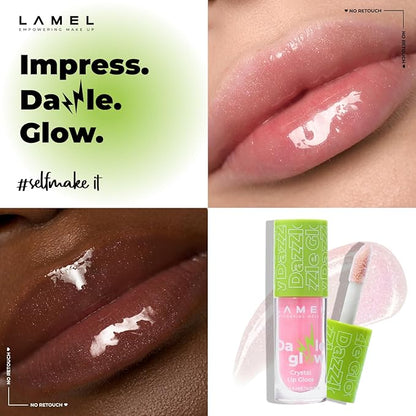 Lamel Dazzle Glow Crystal Clear Lip Gloss - Hydrating Lip Gloss - Non Sticky Lip Gloss - Colored Lip Gloss - Lip Gloss Color - Mini Lip Gloss - Moisturizing Lip Gloss - №401 Blossom