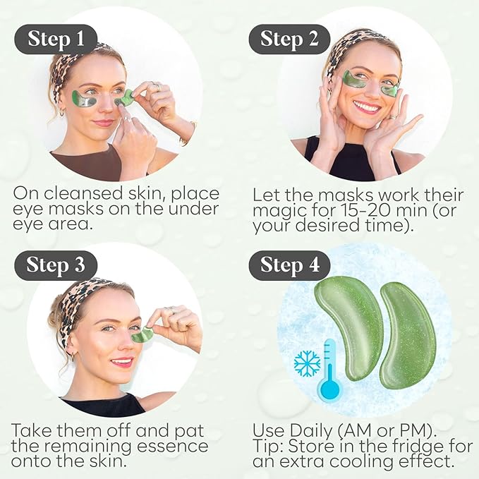 Green Tea Under Eye Patches (30 Pairs) Under Eye Patches for Dark Circles, Under Eye Patches for Puffy Eyes and Dark Circles, Under Eye Mask, Eye Care, Puffy Eyes Treatment