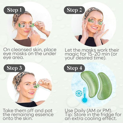 Green Tea Under Eye Patches (30 Pairs) Under Eye Patches for Dark Circles, Under Eye Patches for Puffy Eyes and Dark Circles, Under Eye Mask, Eye Care, Puffy Eyes Treatment