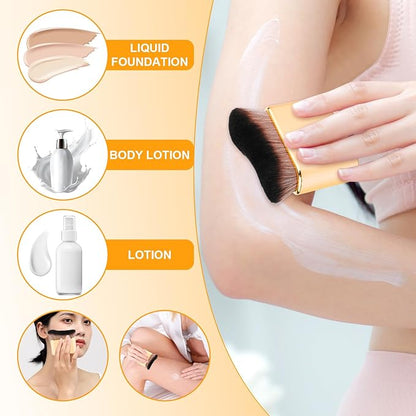 2pcs Self Tanning Brushes, Soft Bristles Body Makeup Brush Liquid Foundation Self Tan Blending Brush Tanning Brush Applicator for Face Body (Gold)