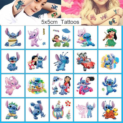 20 Sheets Stitch Temporary Tattoos for Kids, Lilo Christmas Rewards