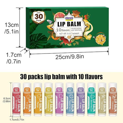 AZEN 30 Pack Lip Balm, Natural