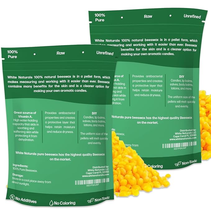 Yellow Beeswax Pellets 2lb (1lb in Naturals