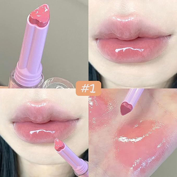 3 Colors Jelly Lipstick, Tinted Lip Gloss Heart Gloss