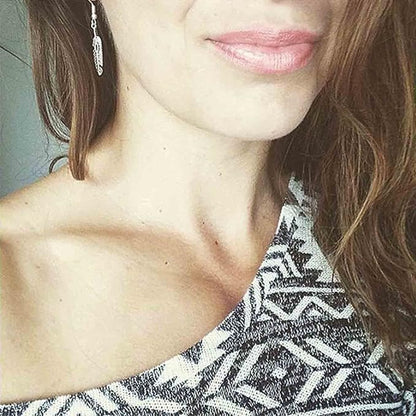 Vintage Etched Feather Earrings Silver Feather