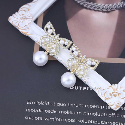 Vintage Crystal Pearl Butterfly Earrings Butterfly