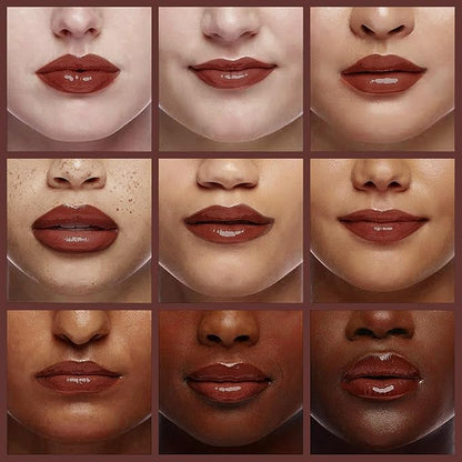 Lip Oil, Hydrating Lip Gloss Tinted Lip Balm Transparent Lip Care, Big Brush Head Glitter Shine, Long Lasting Nourishing Non-sticky Fresh Texture, Chocolate Brown