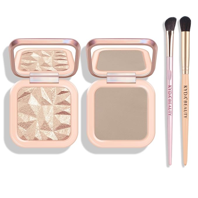 KYDA Highlighter Contour Palette Kit, Glossy Face Illuminator & Taupe