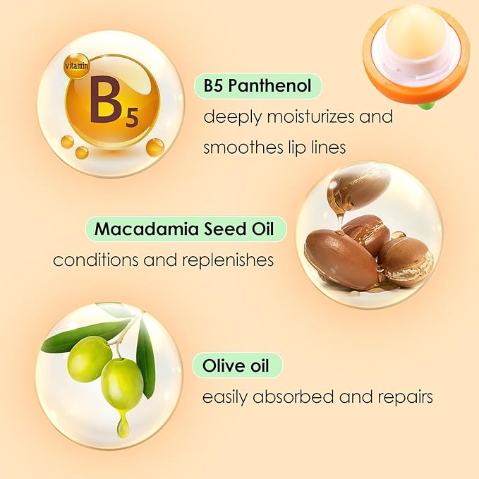 KISSIO Lip Balm,Carrot Lip Balm,Lip Care oz(03#Carrot)