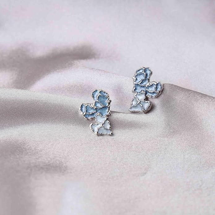 Vintage Blue Heart Stud Earrings Acrylic